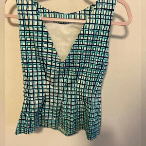 Green, white  and black checkered Kate Spade top- like new!